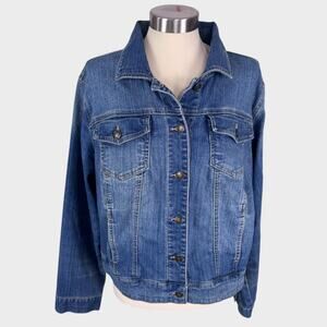 Faded Glory Womens 1X 16W Blue Denim Jean Jacket
